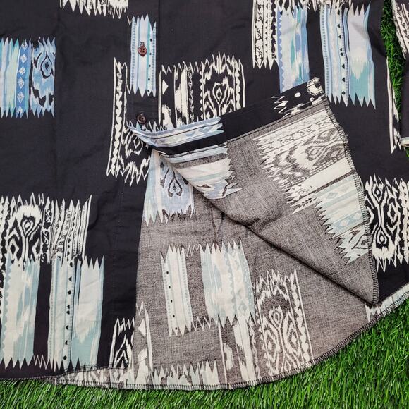 VTG 80s Panhandle Slim USA Abstract Ikat Print Cotton Shirt XXL Tall - Picture 3 of 6